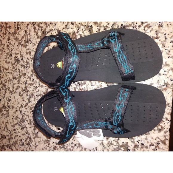 Aloha Island Sport Sandals~Water Shoes~Black/Blue~Adjustable~Womens 9 NEW w/Tags - Picture 3 of 4